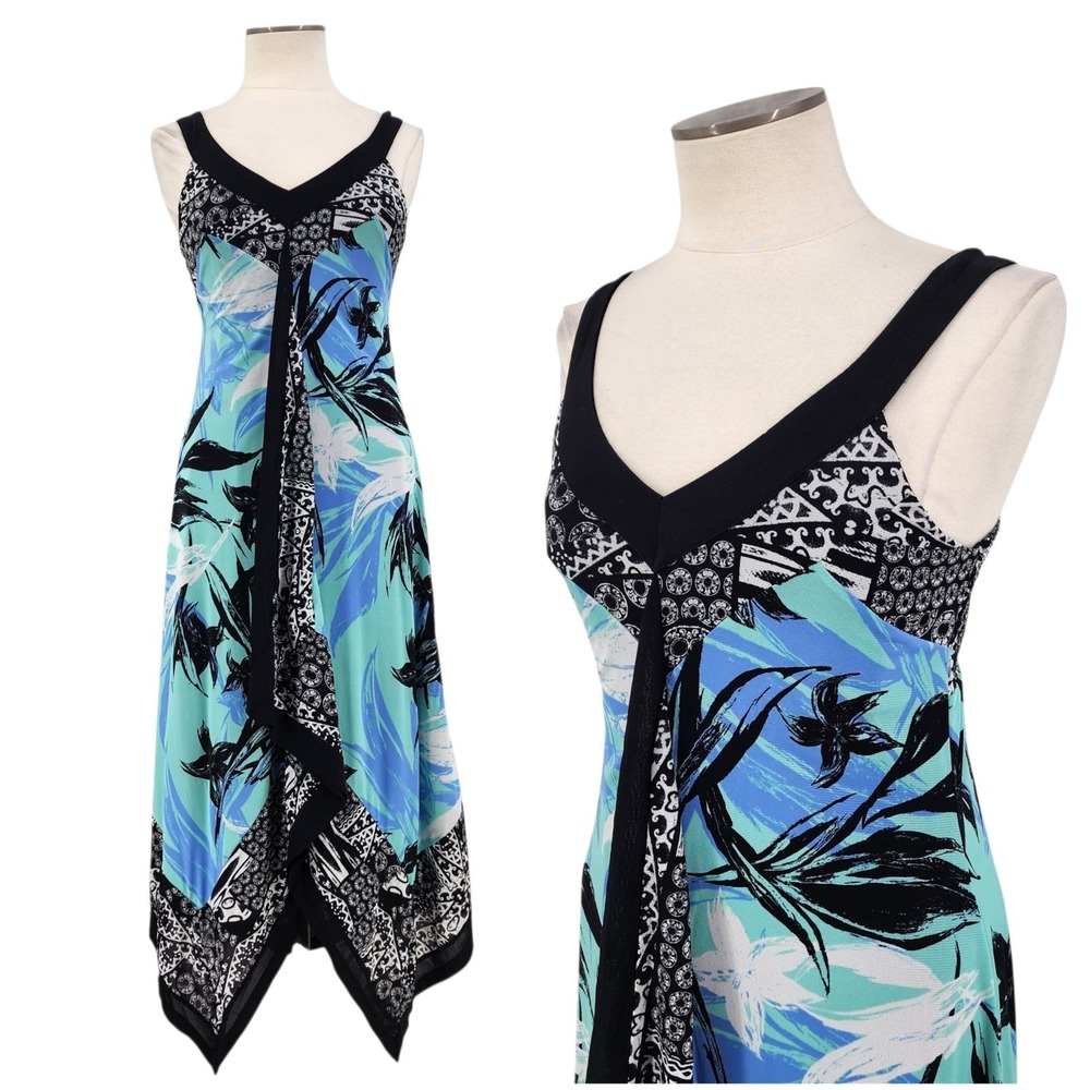 Y2K Style & Co Hanky Hem Fairy Dress Tropical Vacation Resort Midi Size Small P